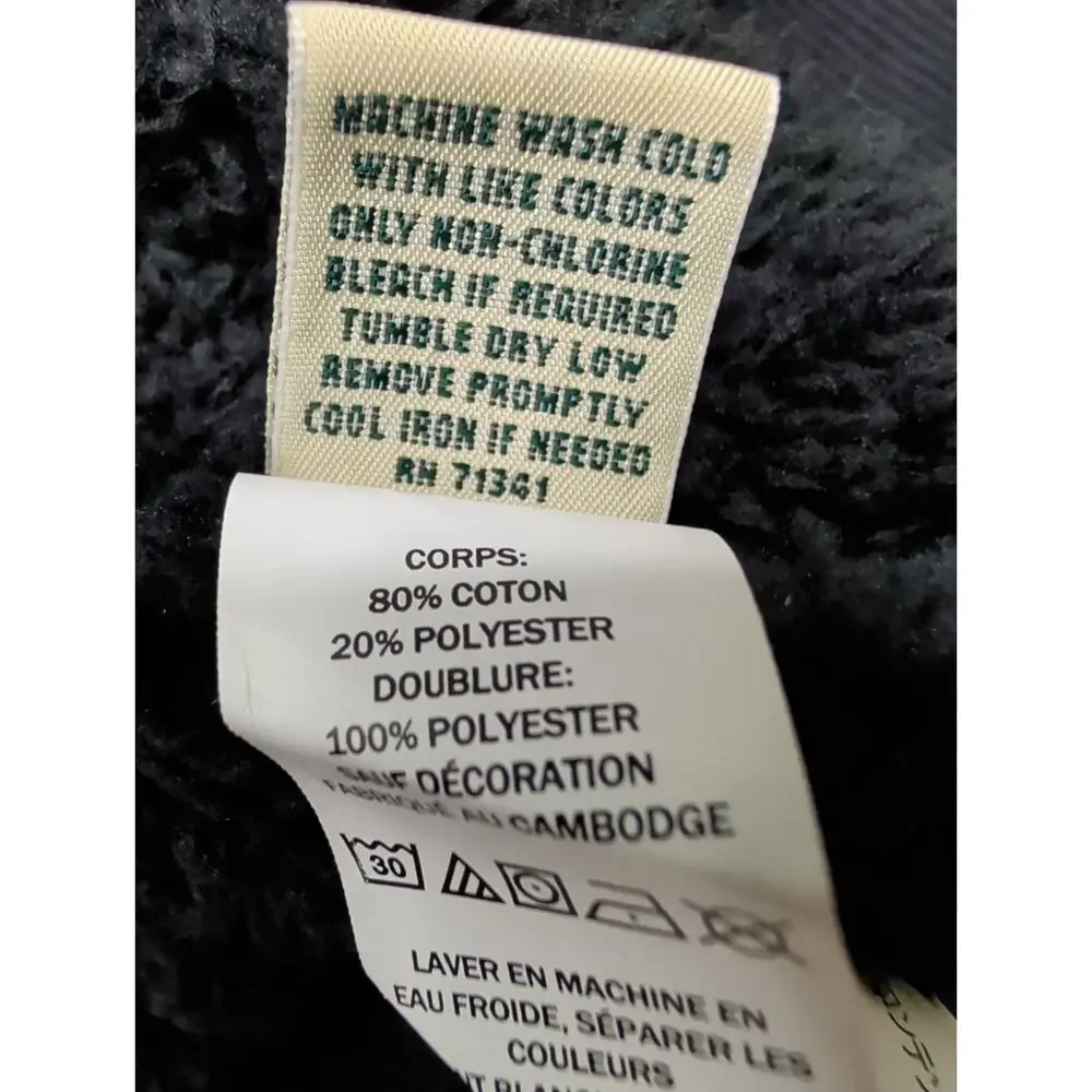 L.L Bean Charcoal Gray Herringbone Sherpa-lined Full Zip Hoodie Jacket XL 506085